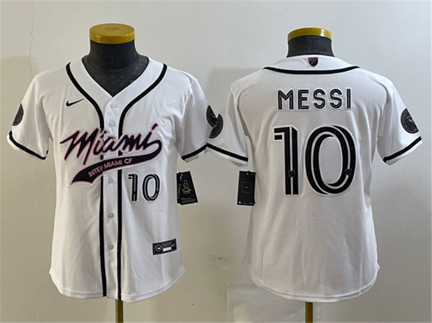 Women's White Inter Miami CF #10 Lionel Messi Cool Base Stitched Jersey
